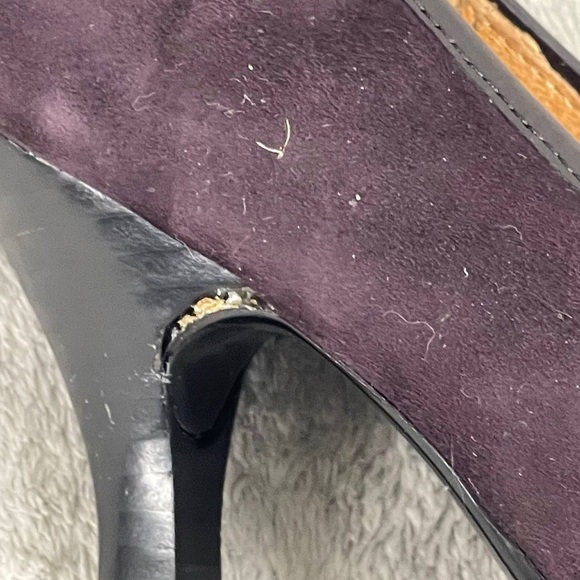 Sofft Purple Suede 3" Heels Leather Purple Suede Flower Von Maur Sz 6.5 - Picture 7 of 10